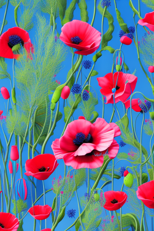 Chic Poppy Print iPhone Case with Vivid Blue Accents