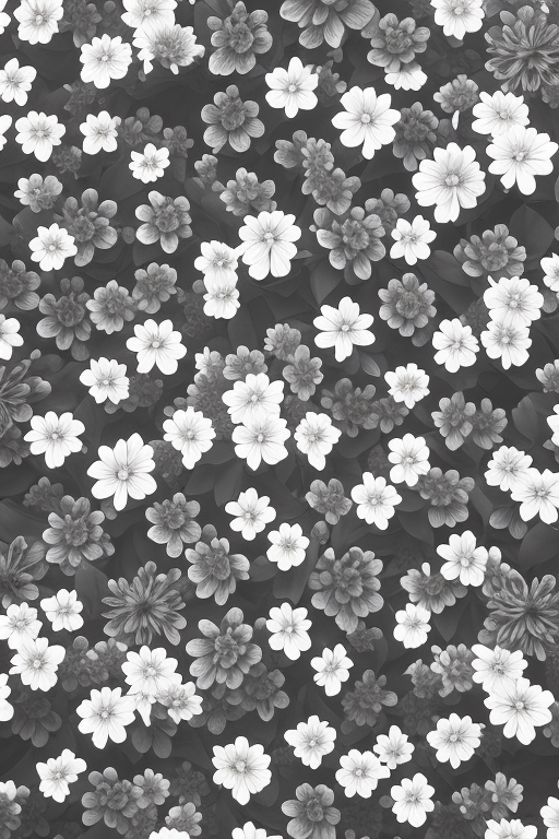 Whimsical Monochrome Flower Design - Pocket-sized Elegance in 8k Octane