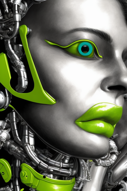 Cyborg Chic iPhone Case with Intricate Lime Green Accents