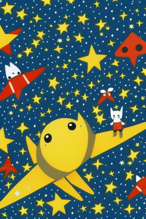 Quirky Space Critters: A Cosmic Charm in Yellow and Red