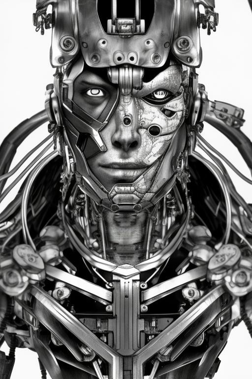 Monochrome Cyborg Face: A Pocket Glimpse into a Final Fantasy