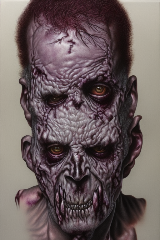 Gore-geous Zombie Design: A Macabre Masterpiece in Purple Accents