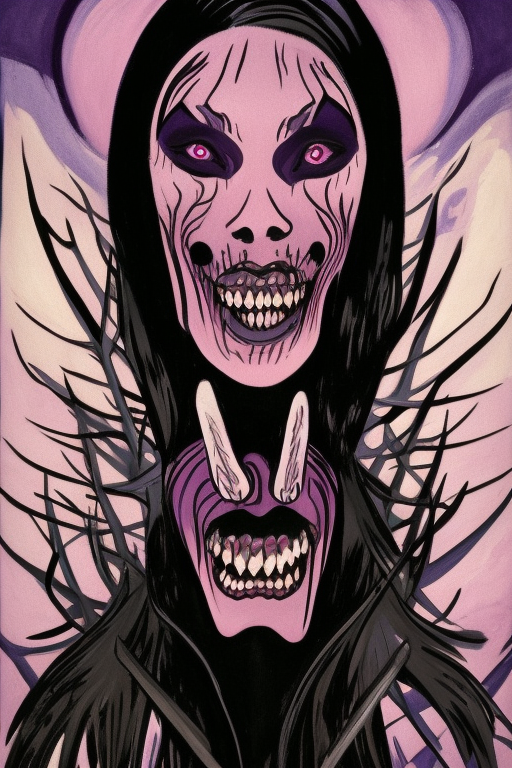 Eerie Elegance: Sleepy Hollow Witch Design in Vivid Purple Hues