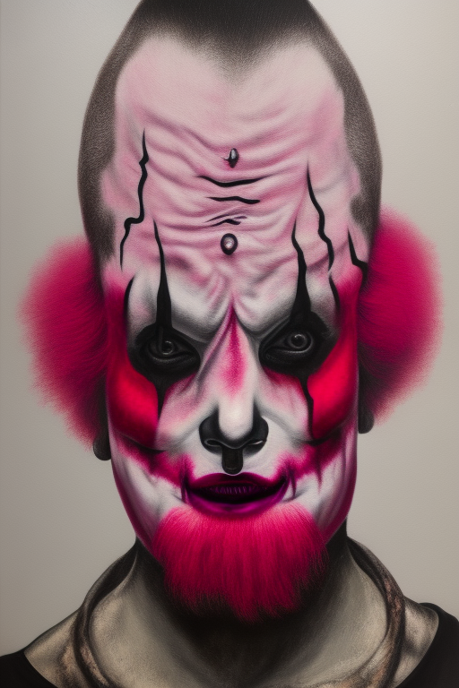 Sinister Clown Magic: Vivid Surrealism with a Pink Metal Punch