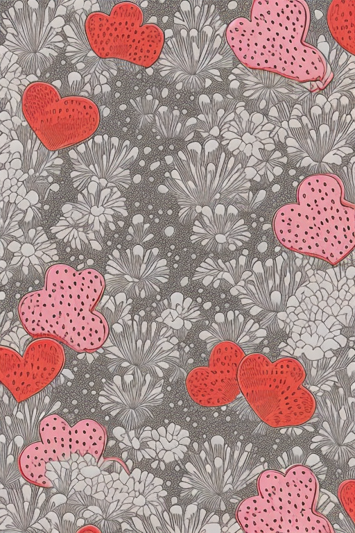 Vibrant Crimson Hearts in Gray: A Never-Wilting Love Garden Case