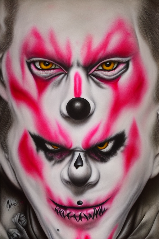 Sinister Clown Design: Unleashing Horror with Pinks and Heavy Metal