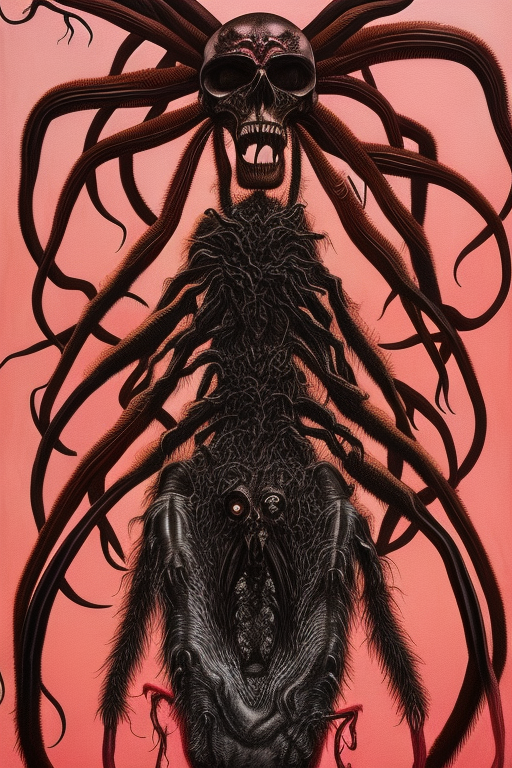 Macabre Spider Mural: A Hyperrealistic Delight in Pink and Black