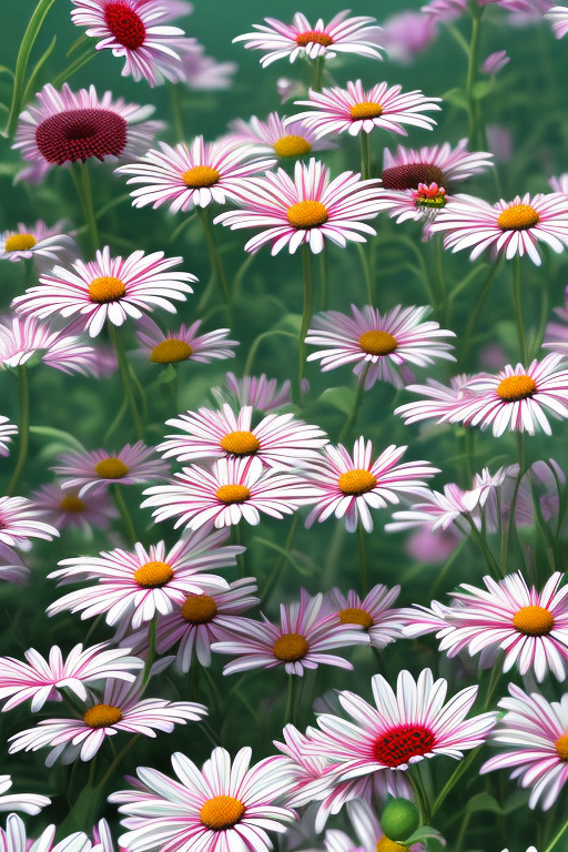 Shabby Chic Daisy Extravaganza: Rebellious Red Meets 8K Hyper-realism