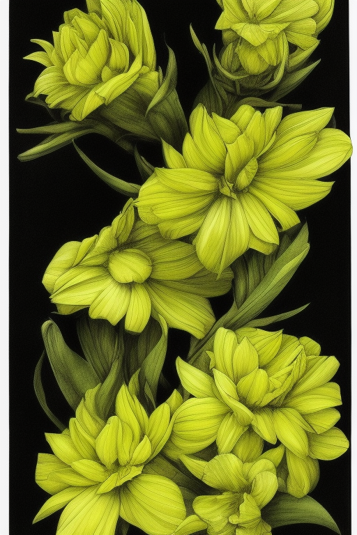 Dramatic Floral Elegance: Lime Green on Black iPhone Case