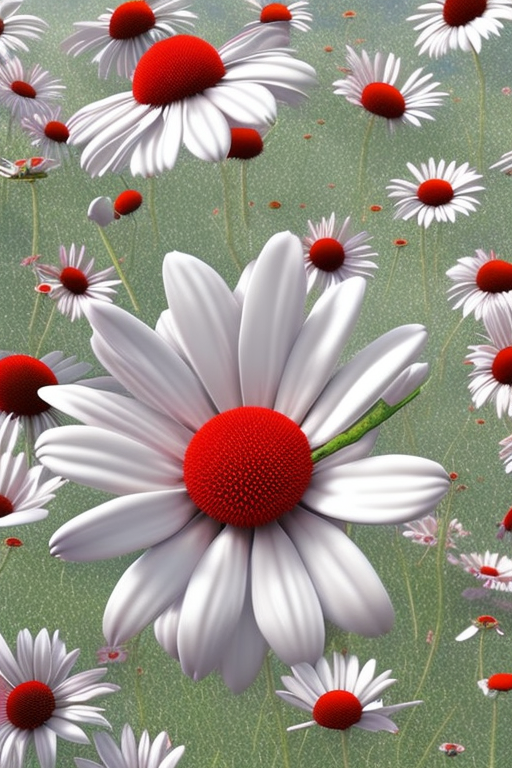 Red-Accented Daisy Chic: Make Your iPhone Extraordinary in 8K Detail