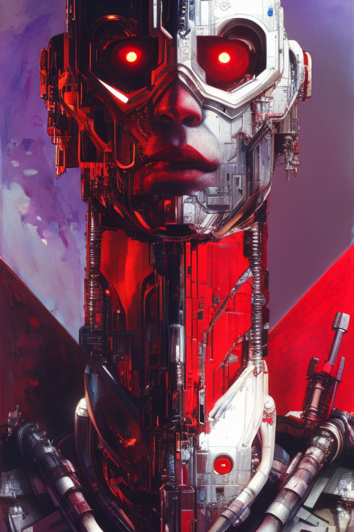 Edgy Altermodern Cyborg Face iPhone Case with Red Accents