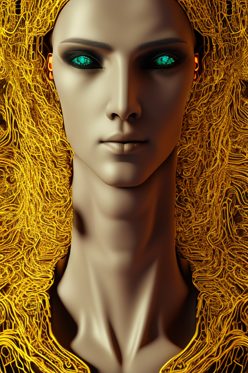 Cybernetic Fantasy: Radiant Light Vanitas in Vibrant Yellow