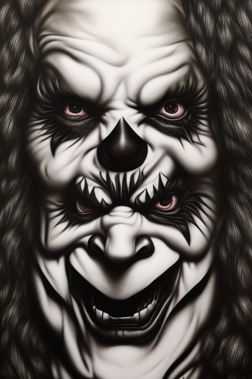Bloodshot Monochrome Clown - Dare to Hold Your Nightmare in Hand