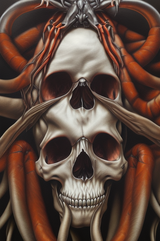 Surreal Spider Skull: An Oddball Ode to Macabre in Orange