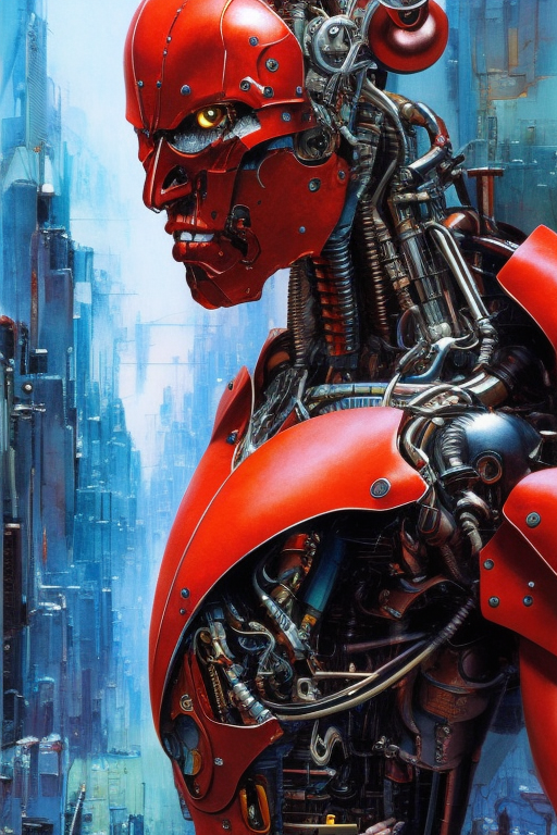 Half-Cyborg Fantasy: An Altermodern Red-Accent iPhone Masterpiece