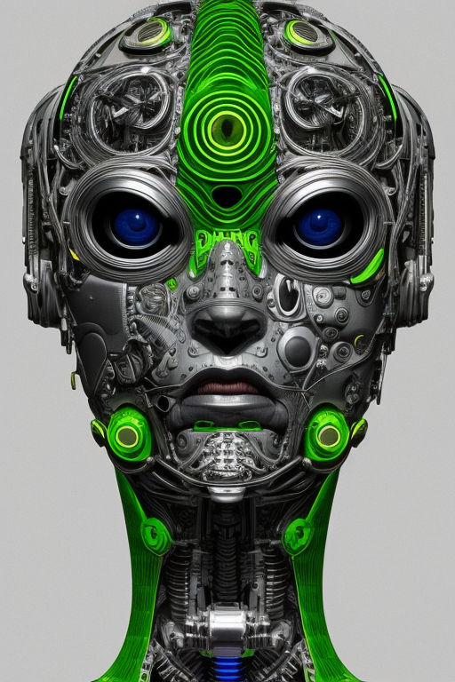 Cyborg Fusion: Lime-Green Accentuated, Intricate, Futuristic iPhone Case