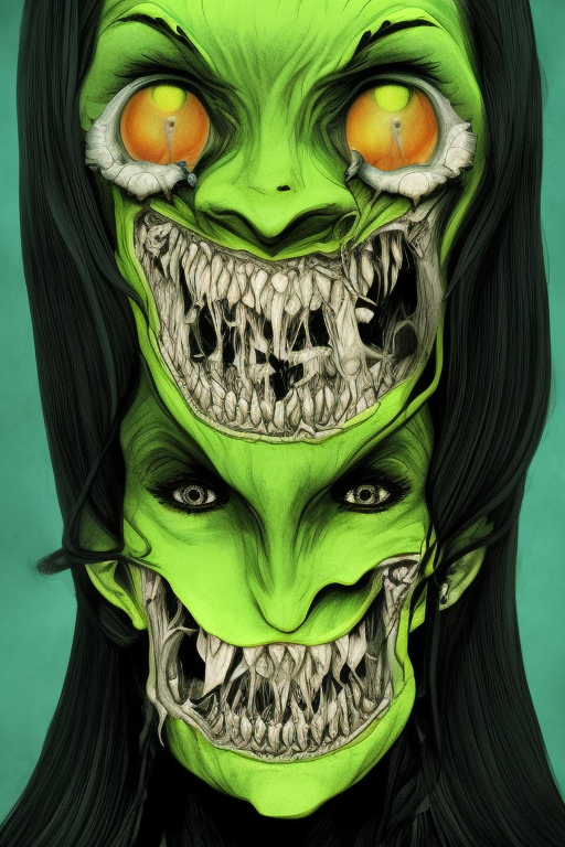 Spooky Sleepy Hollow Witch Design with Lime-Green Highlights iPhone Case