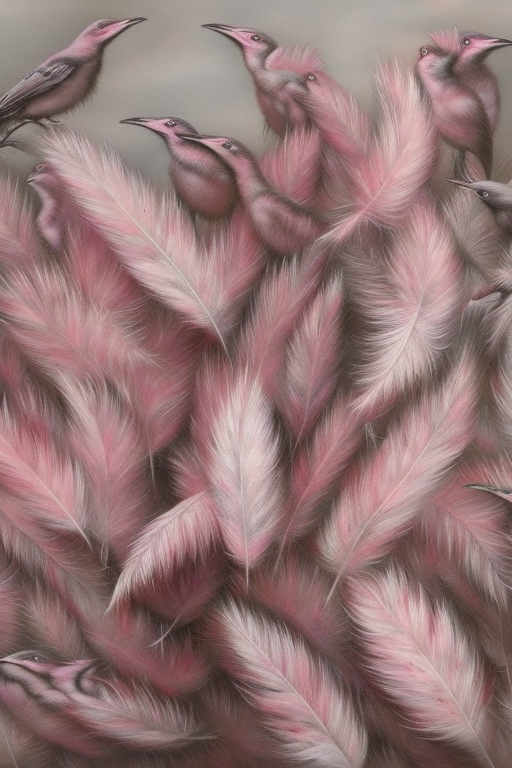 Whimsical Flight: Feathery Delight in Splashes of Pink