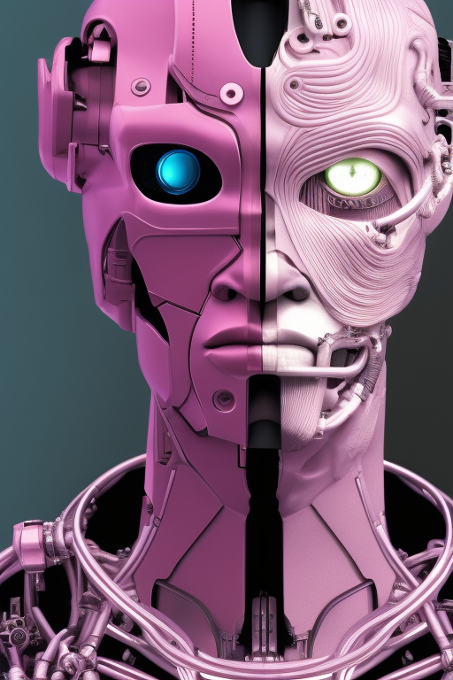 Techno-Frankenstein Cyborg Face Case With Pink Accents