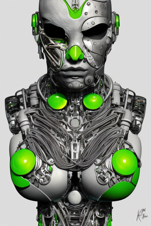 Provocative Cybernetic Lime Green Illustrated iPhone Case