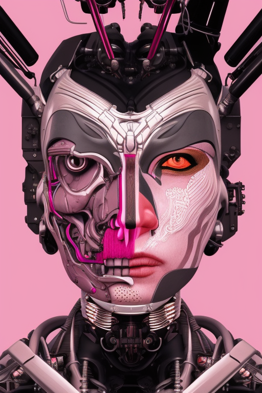 Cybernetic Allure: Futuristic Robotic Design with Chic Pink Accents