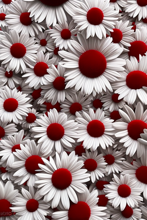 Vivid Red Daisy Extravaganza: Lifelike Artistry for your iPhone!