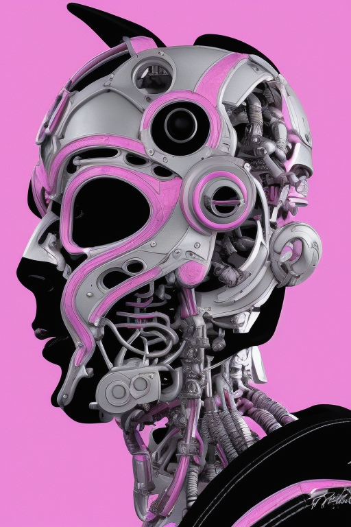 Mechanical Majesty: Pink Hued Cyborg Masterpiece iPhone Case