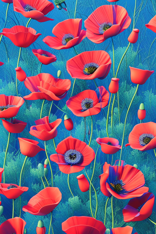 Chic Poppy Bloom Blues: Your iPhone's Artistic Armor